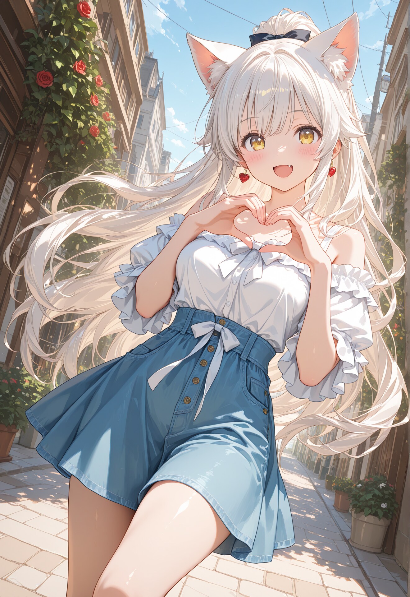 オフショルダー　白猫ちゃん