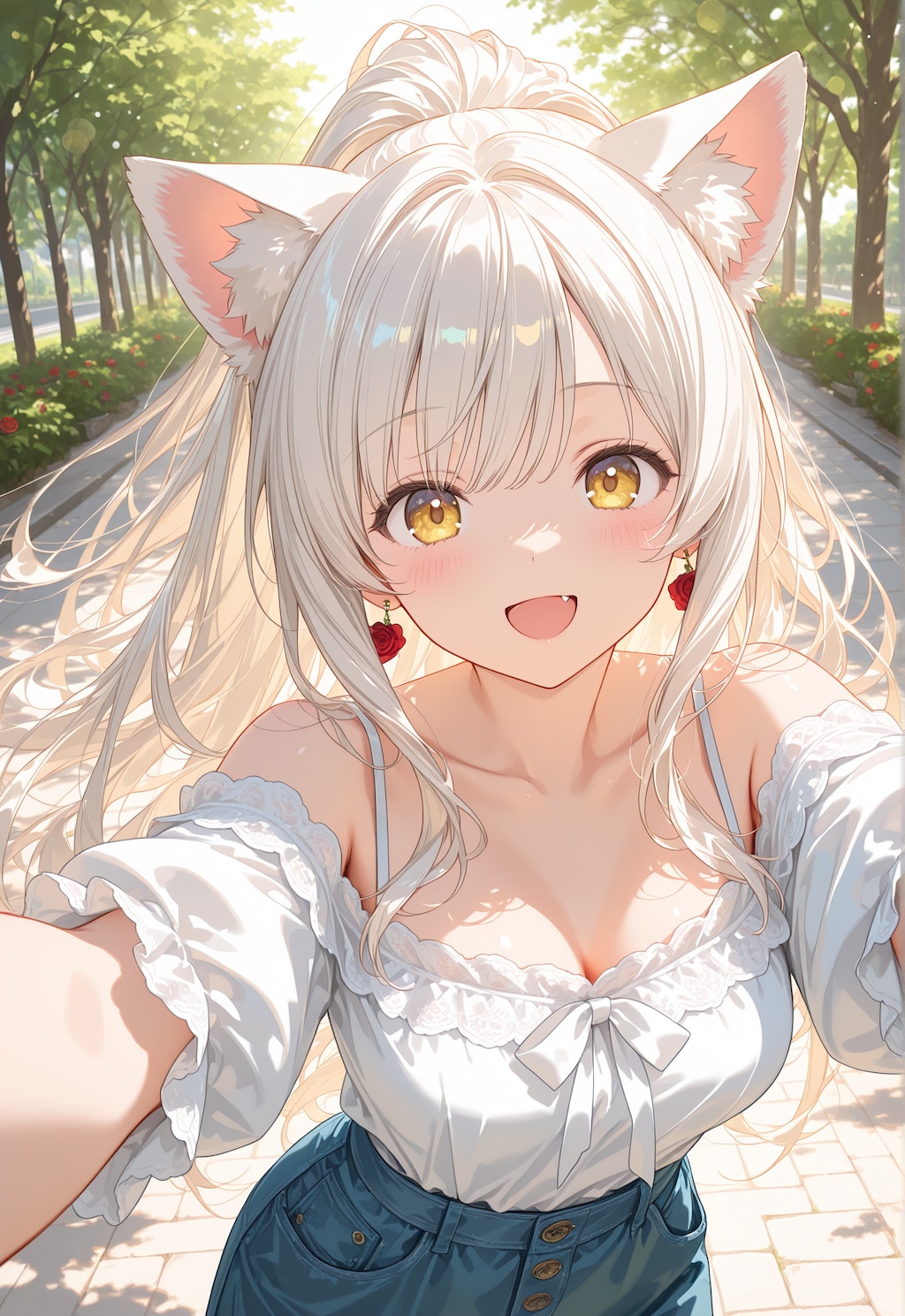オフショルダー　白猫ちゃん