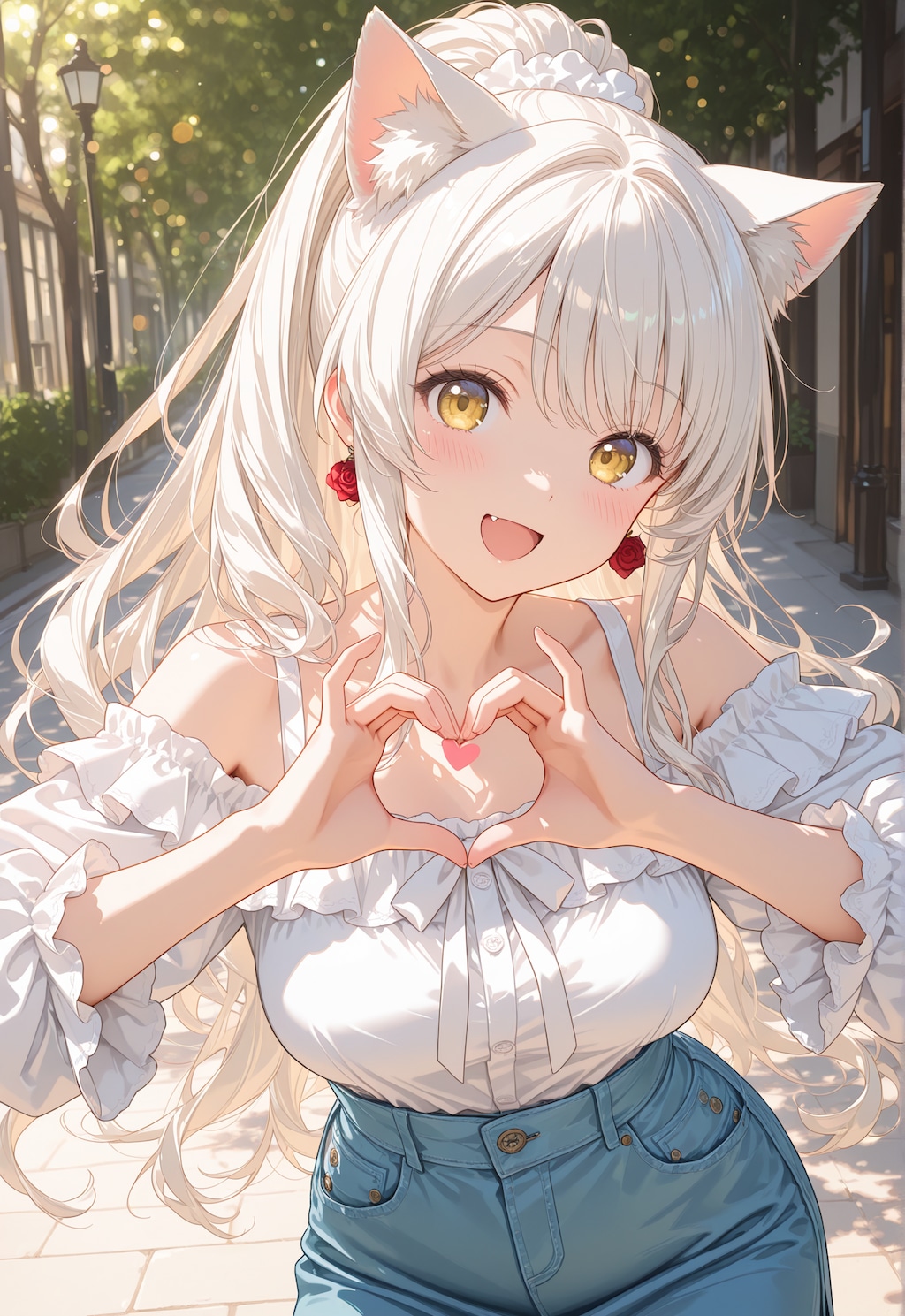 オフショルダー　白猫ちゃん