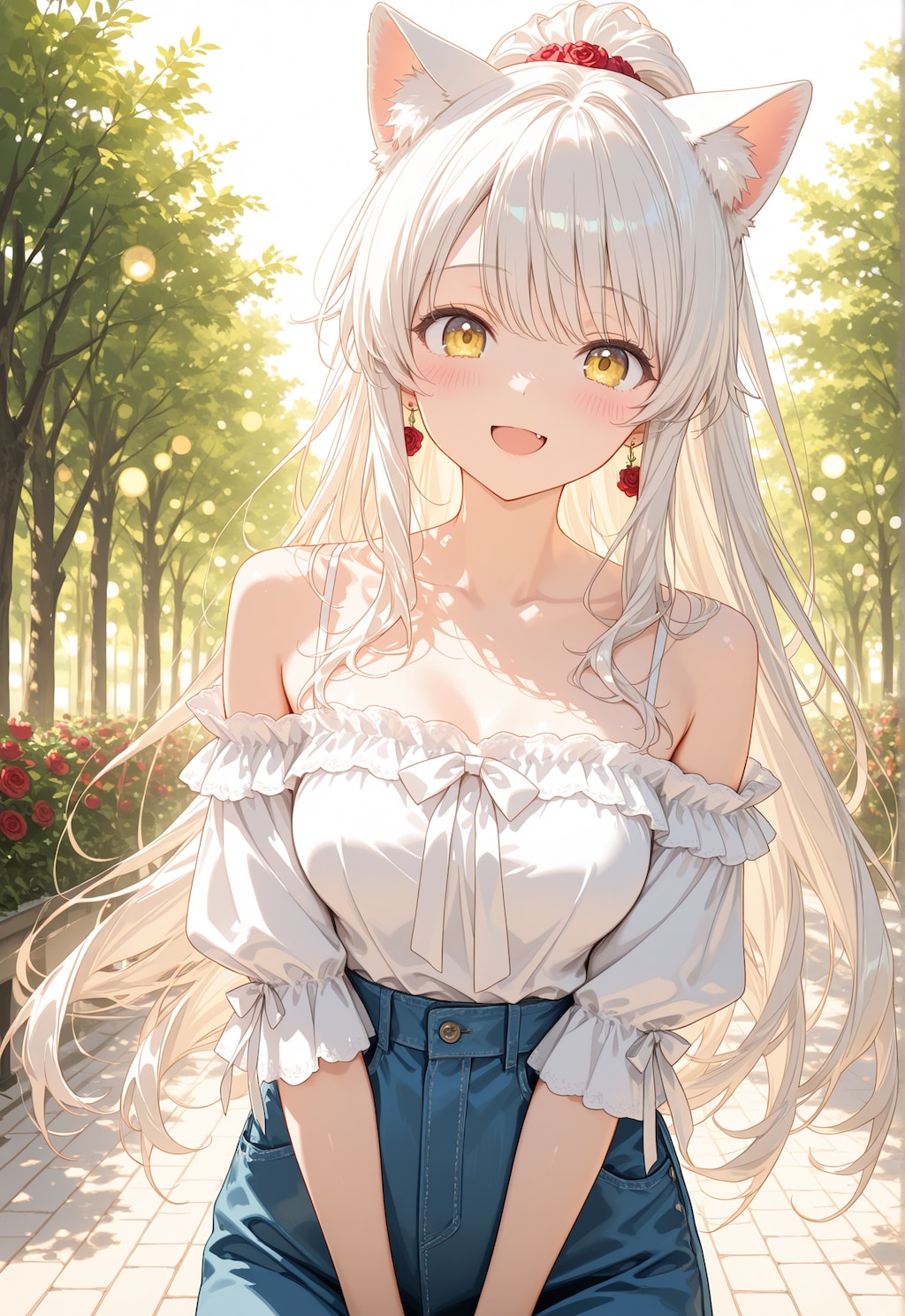 オフショルダー　白猫ちゃん