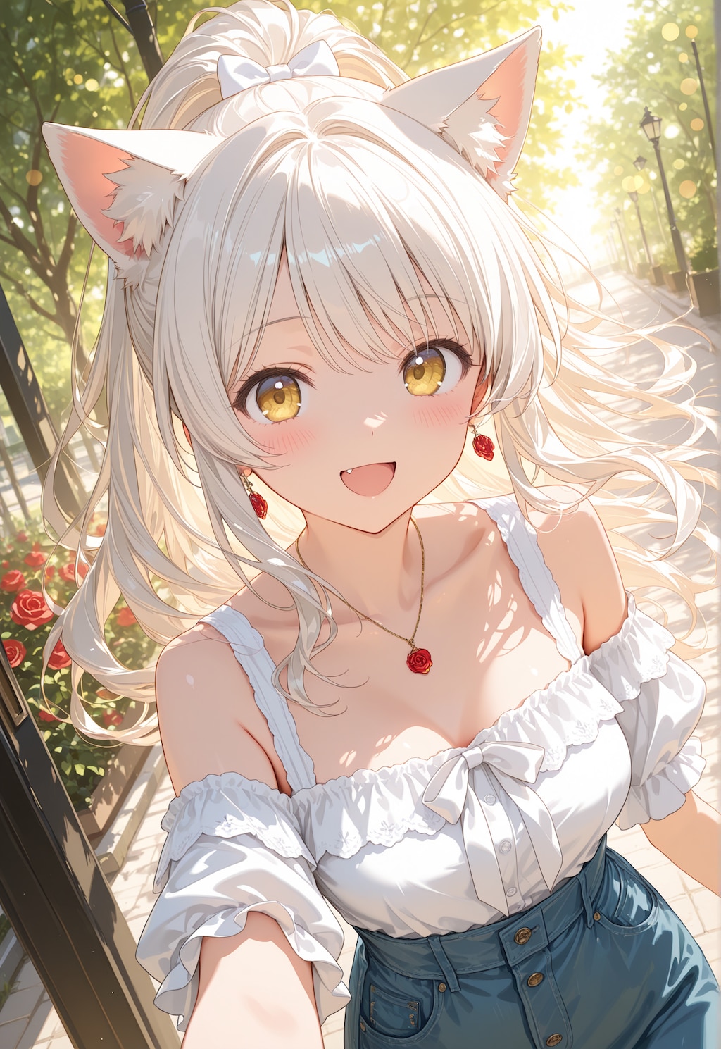 オフショルダー　白猫ちゃん