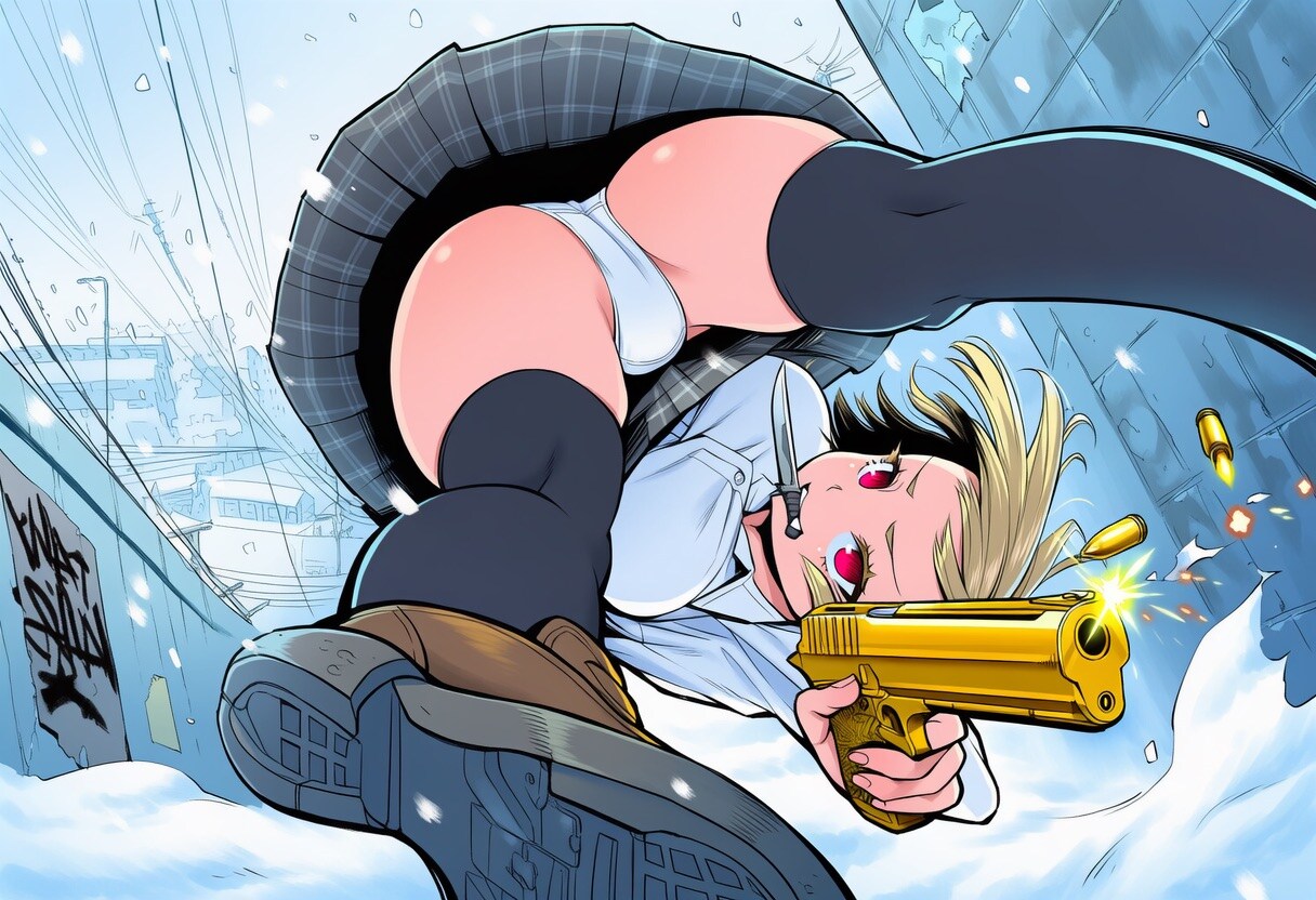 銃で戦う女の子