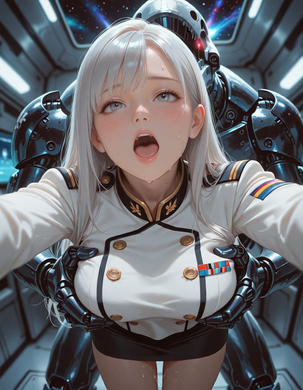 宇宙戦艦の指揮官おっぱい揉まれる