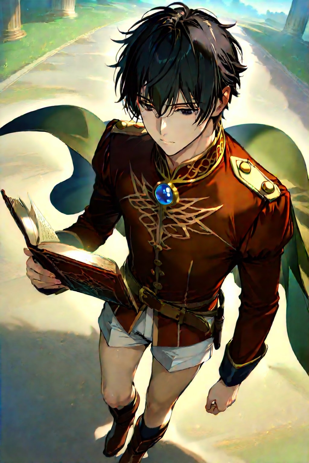 古代遺跡の地下、大きな男性学者1