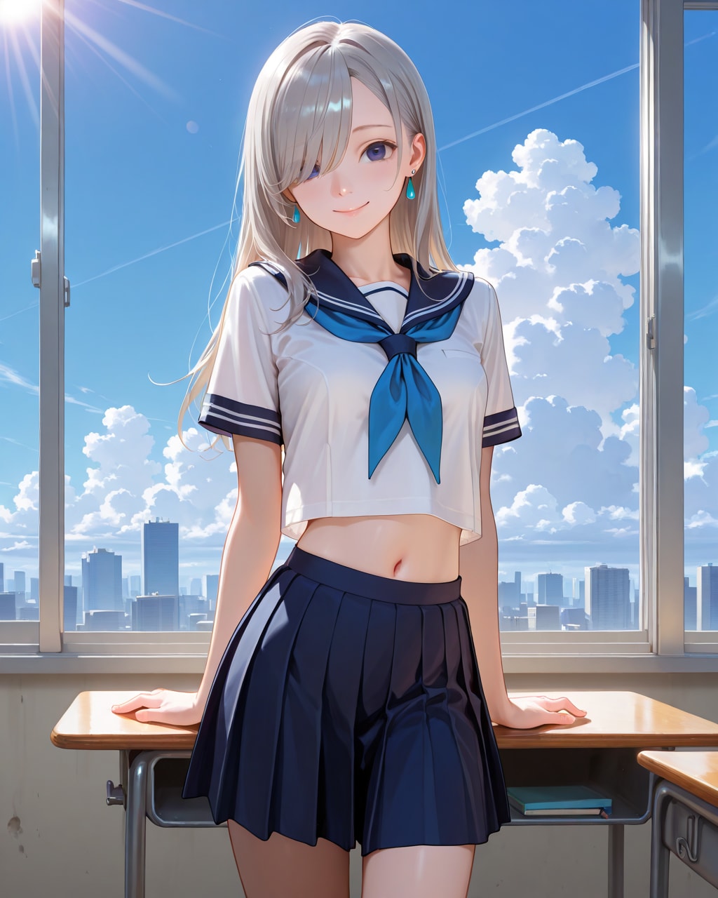 由璃亜 Midriff-baring outfit (4) | の人気AIイラスト・グラビア
