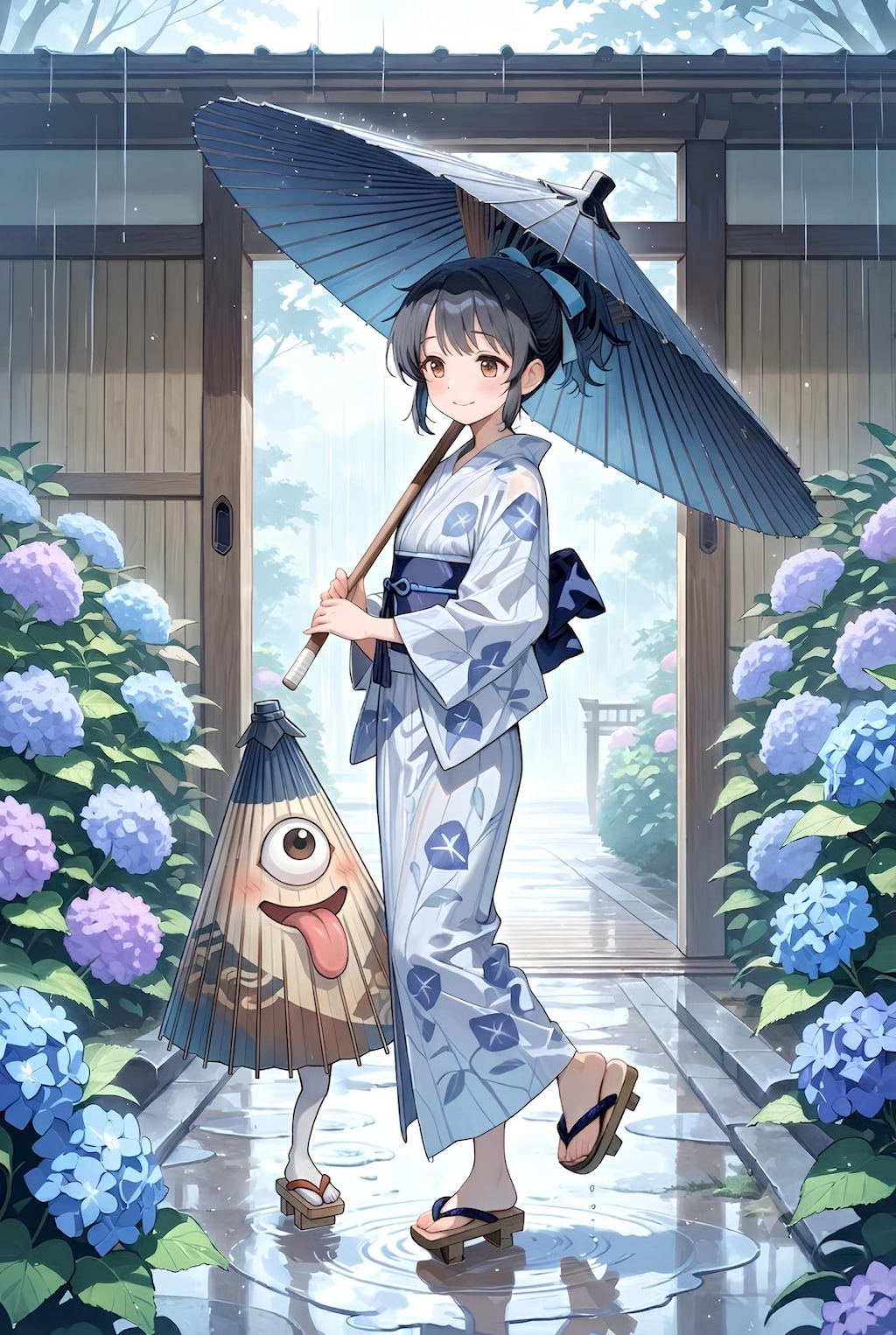 和傘をさせば