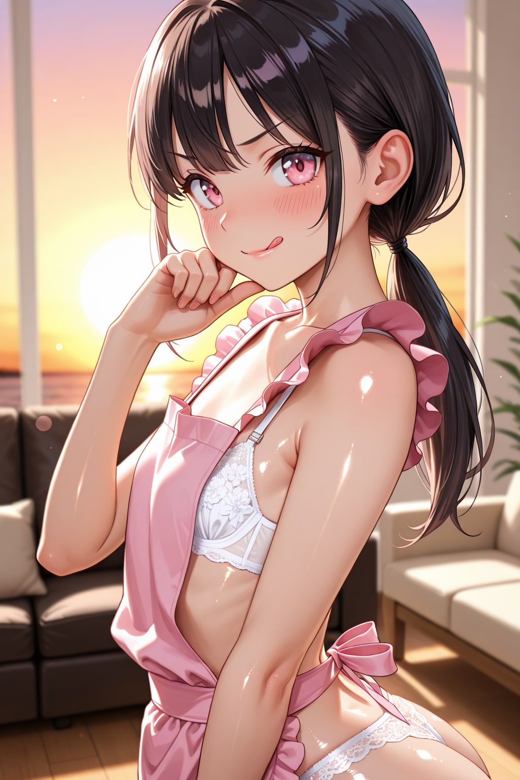 「Tバック下着にエプロンね♡」