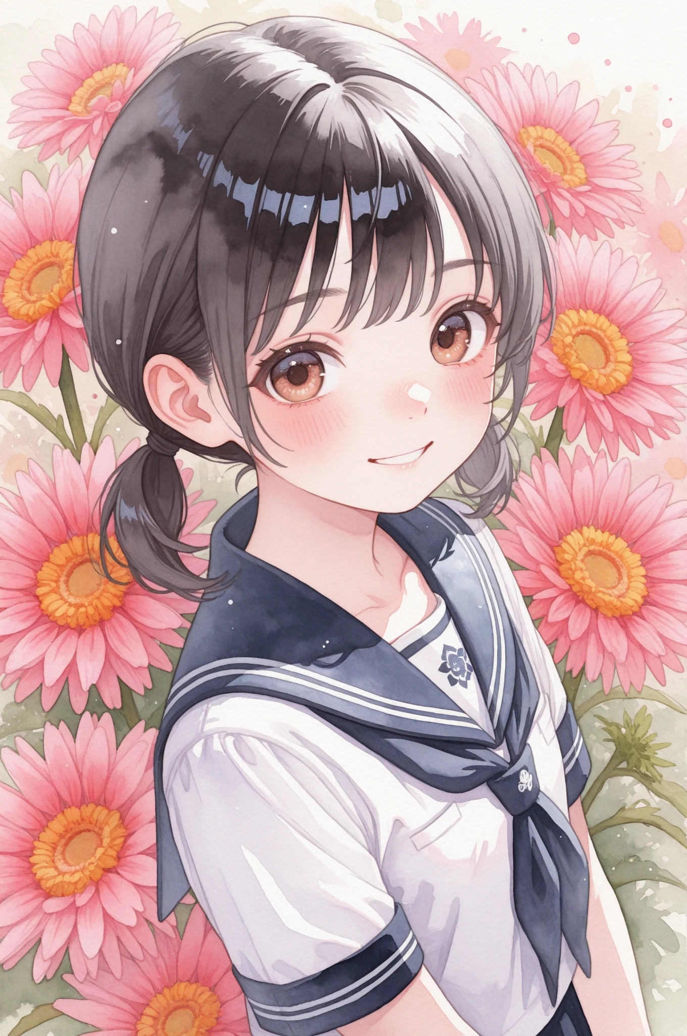 セーラー服とガーベラ | の人気AIイラスト・グラビア