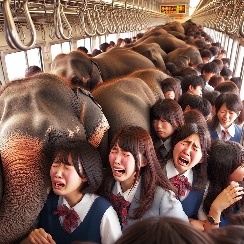 【謎画像】未曾有の混雑にむせび泣く高校生たち
