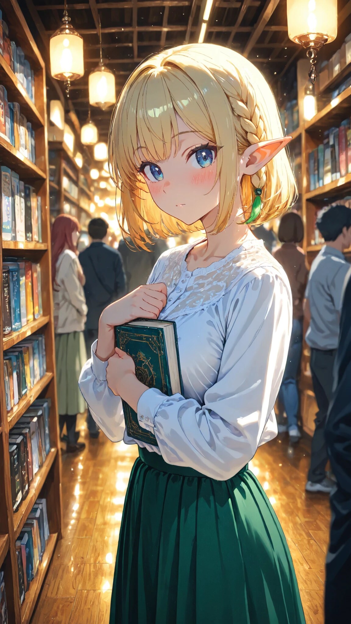 🧝‍♀️📚「本より人の方が多くありませんか……？」 | の人気AIイラスト・グラビア