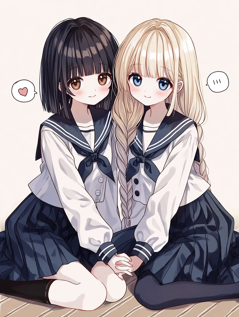 二人のJK206 | の人気AIイラスト・グラビア