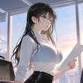 冬、書類に目を通す葵さん(PixAI版リメイク) 5枚目