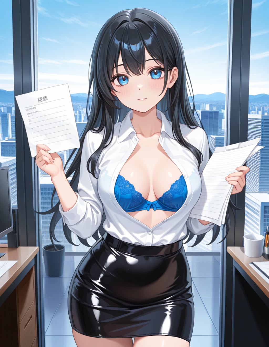冬、書類に目を通す葵さん(PixAI版リメイク)