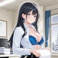 冬、書類に目を通す葵さん(PixAI版リメイク) 2枚目