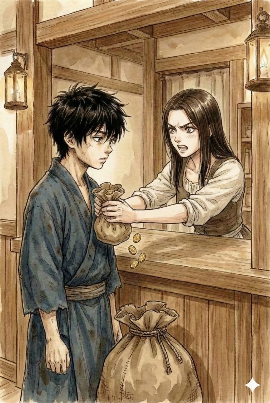 「違う町にいく？！どうして…？！」「お礼なんていらない！それはあなたが美味しいものを食べるために使いなさい！約束よ！」