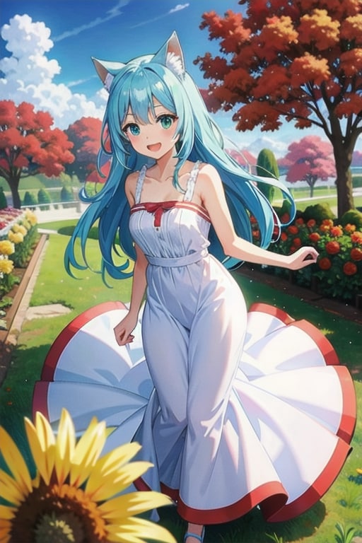 私、今日はお花畑に来て…あら、秋なのにひまわりさんが咲いてますよ❓🌻