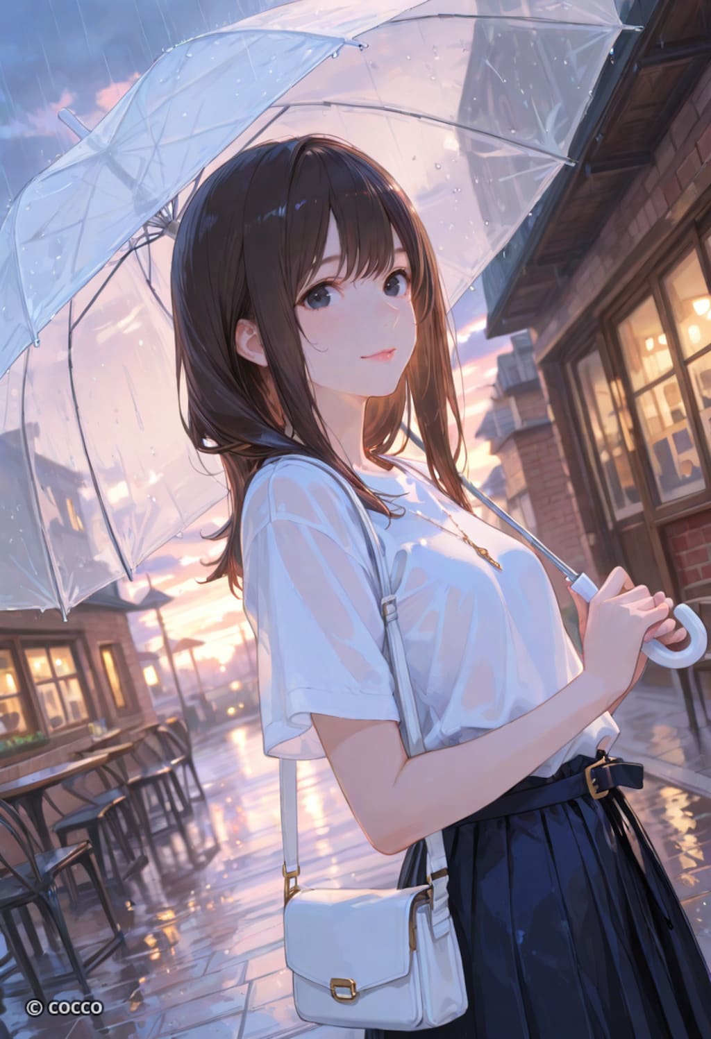 雨降りな夕暮れ時