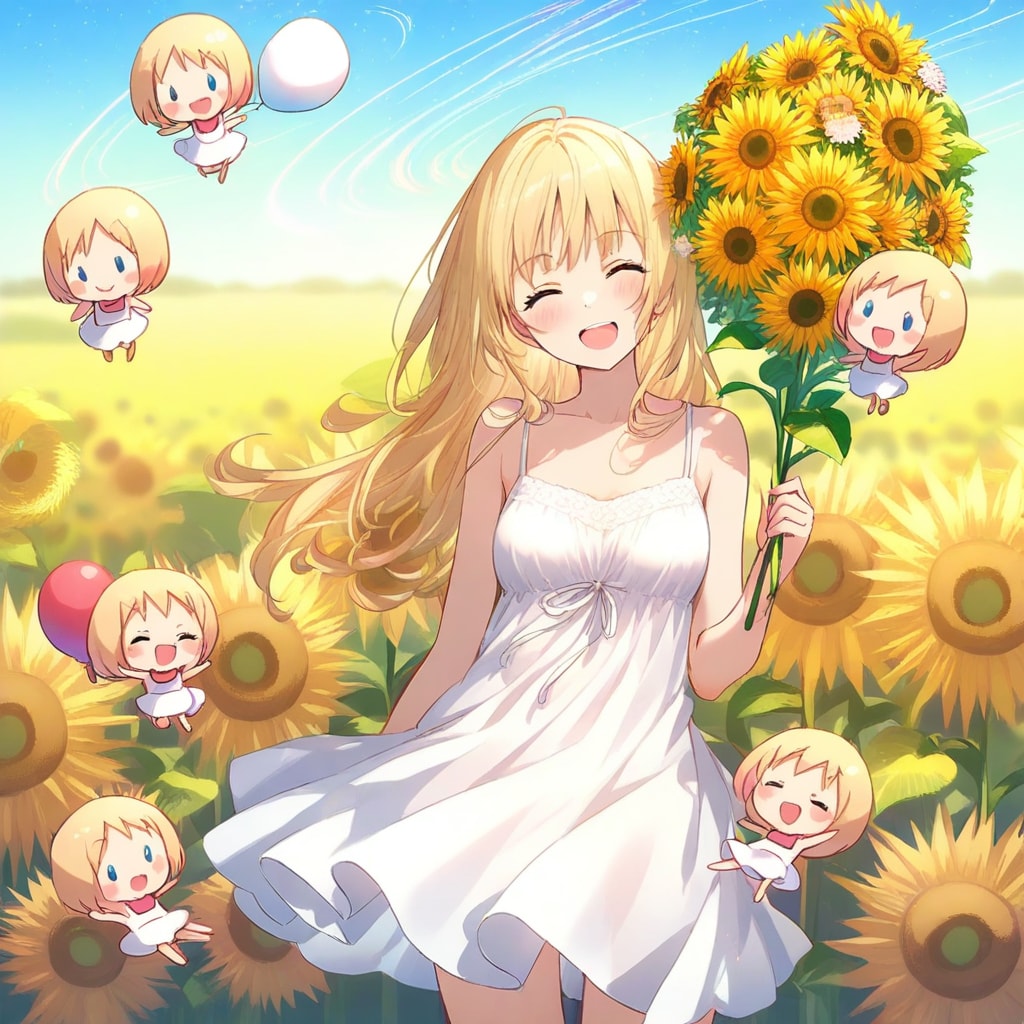 ひまわりと女の子