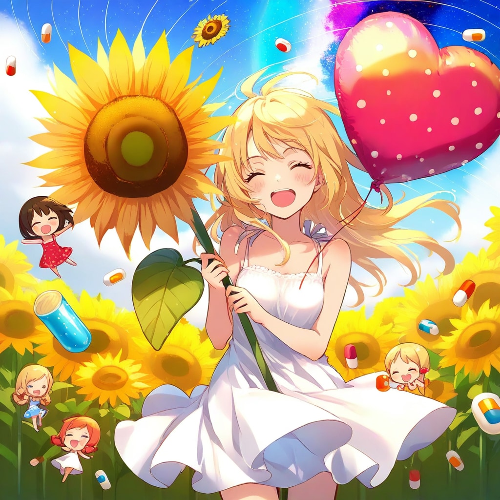 ひまわりと女の子