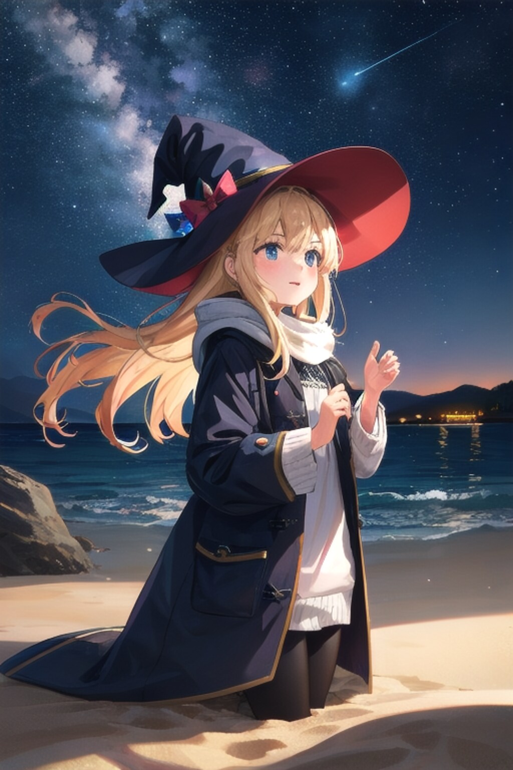 砂浜の魔女と星空