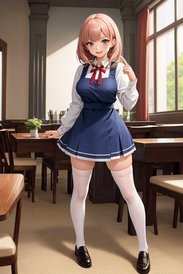 ピナフォア制服のウェイトレスさん