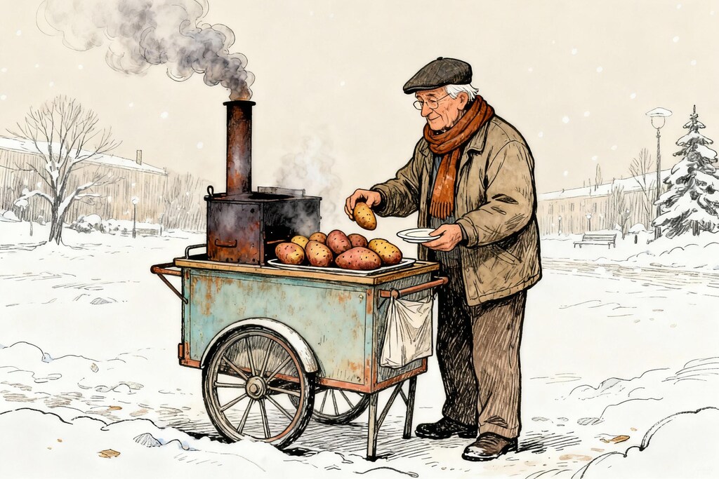 焼き芋屋さんのイラスト