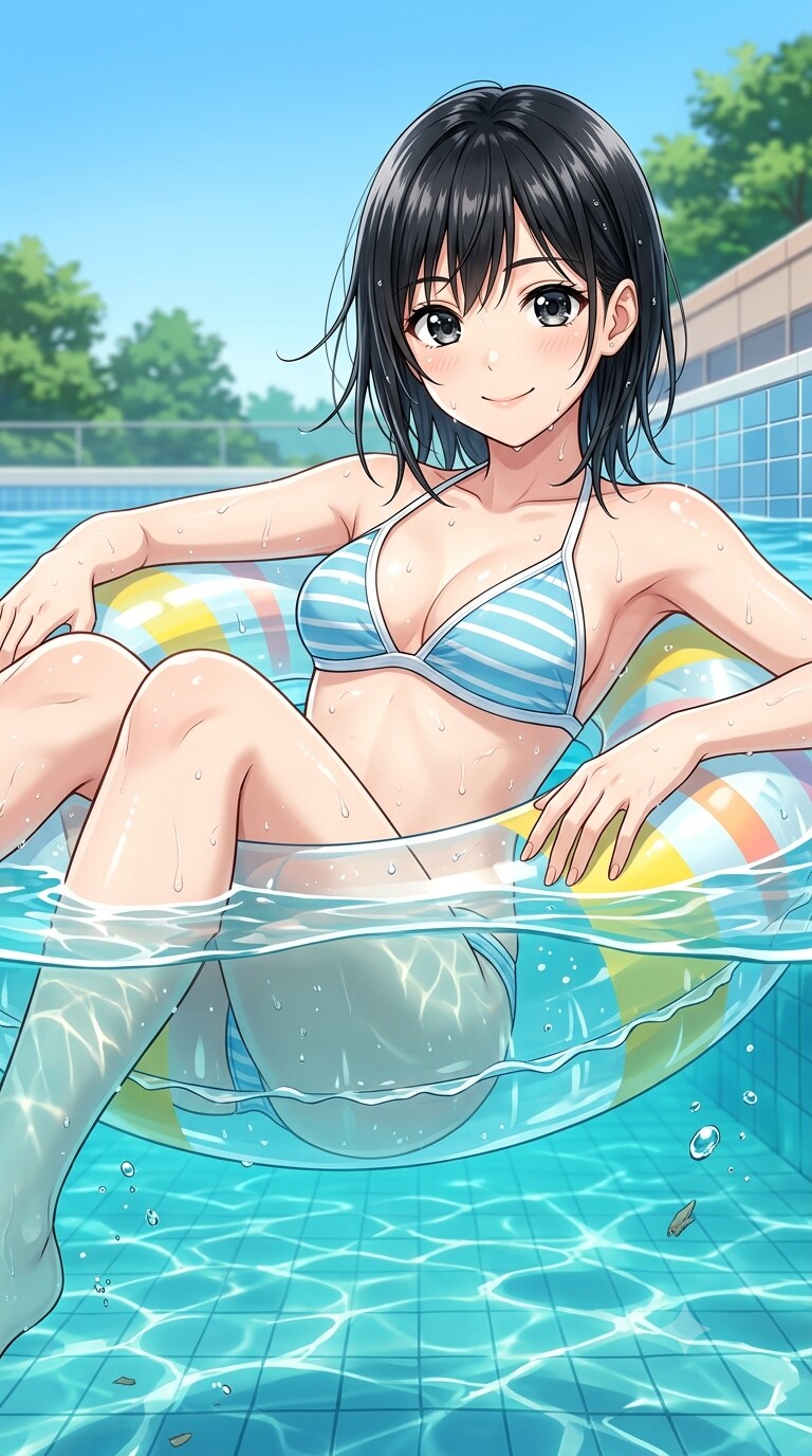 浮き輪に乗る幼馴染
