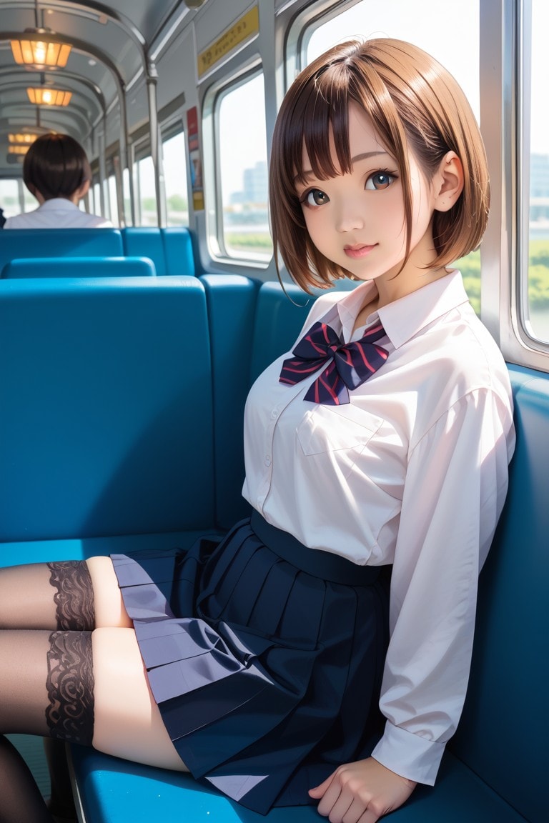 電車で女子高生と目が合った | の人気AIイラスト・グラビア