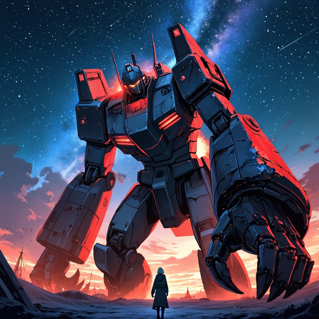 巨大ロボと星空