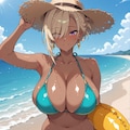出張先の海ではしゃぐレイナさん 2枚目