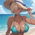 出張先の海ではしゃぐレイナさん 3枚目