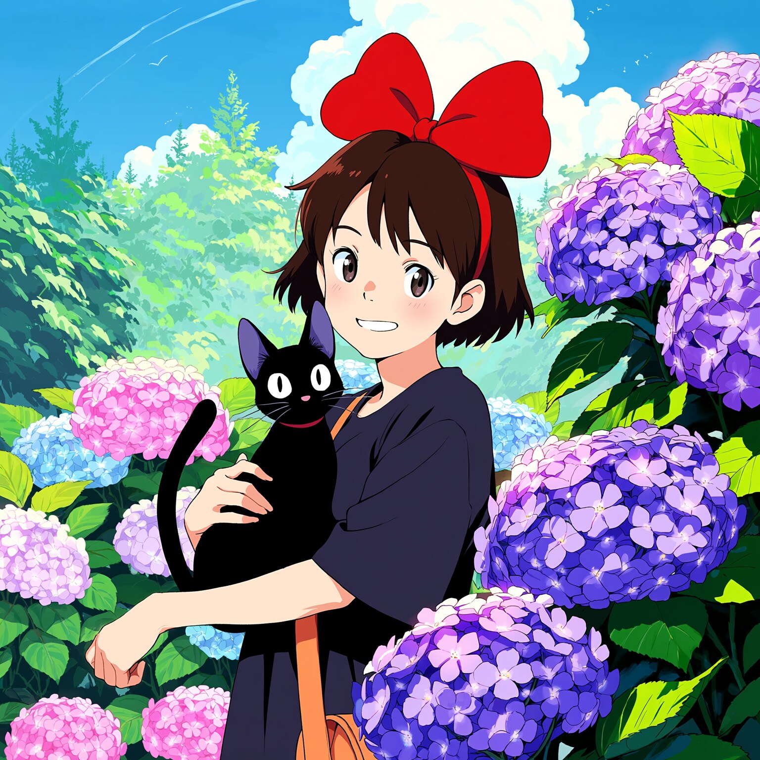キキと紫陽花