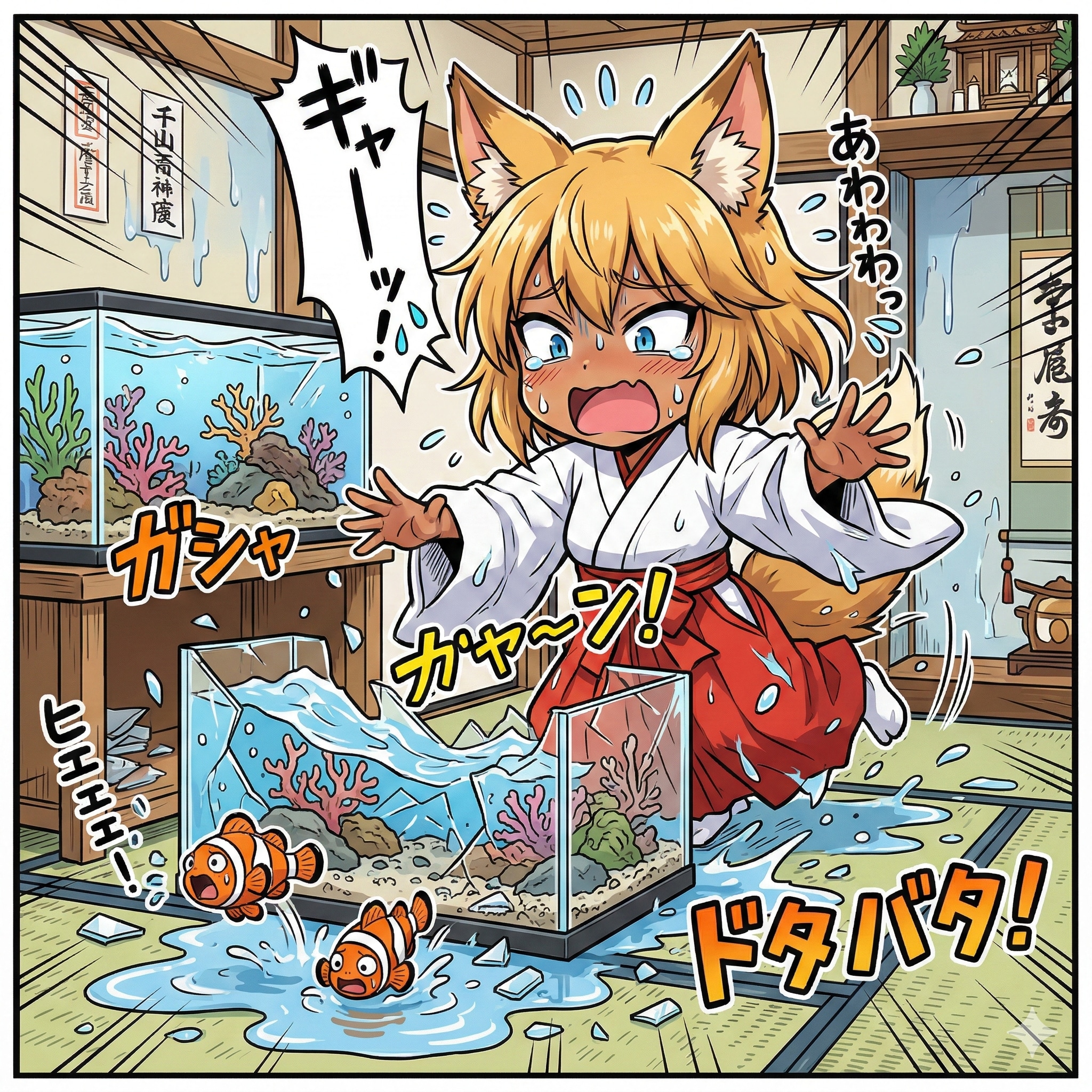 水槽を割ってしまいました😱 | の人気AIイラスト・グラビア
