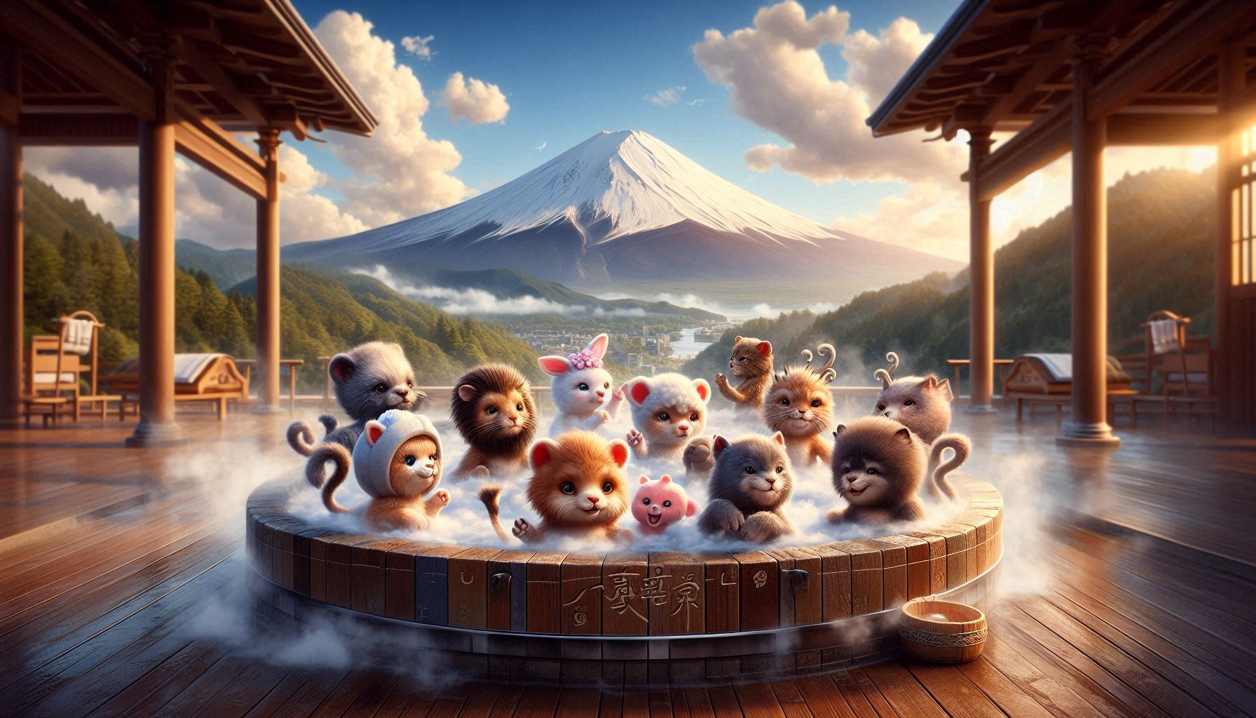 ２アニマル温泉旅行 | の人気AIイラスト・グラビア