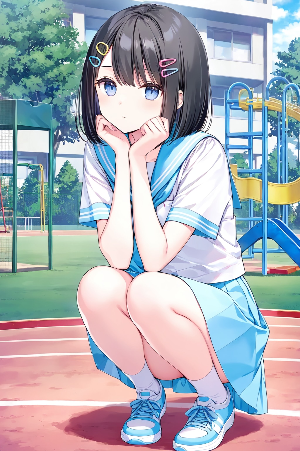 校庭(セーラー服)(LILAC)(3) | の人気AIイラスト・グラビア