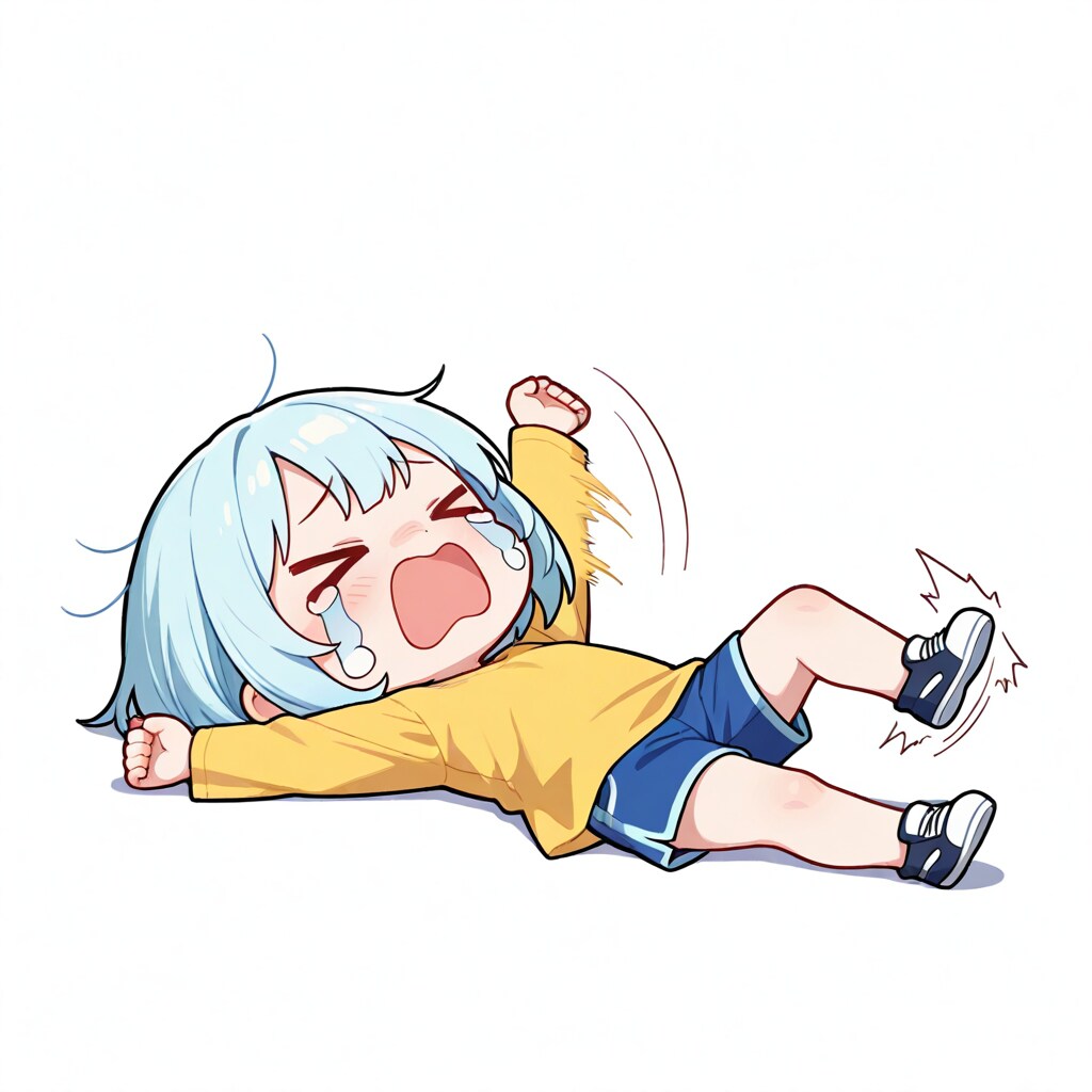 駄々っ子の青髪ちゃん