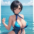 青い水着 3枚目