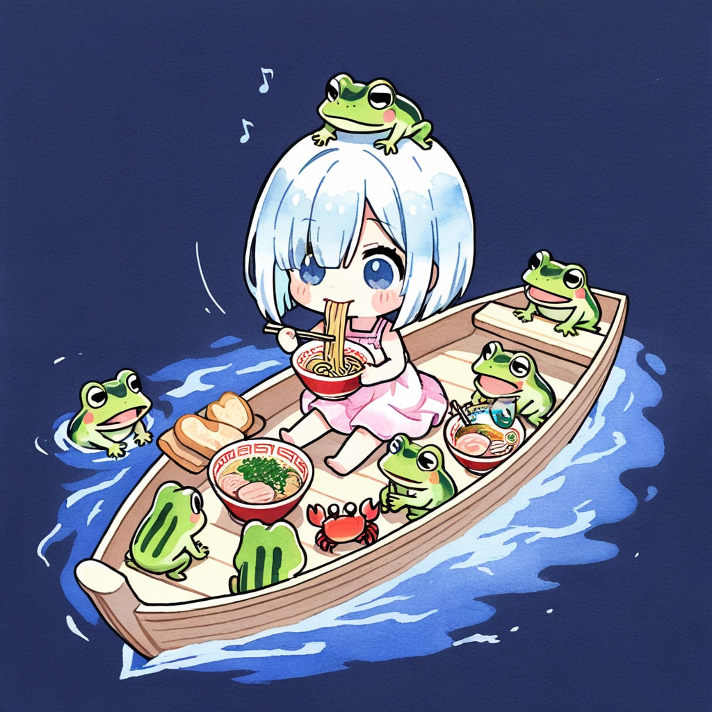 青髪ちゃんと🐸🦀