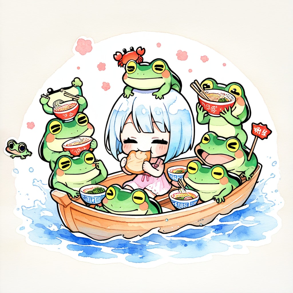 青髪ちゃんと🐸🦀