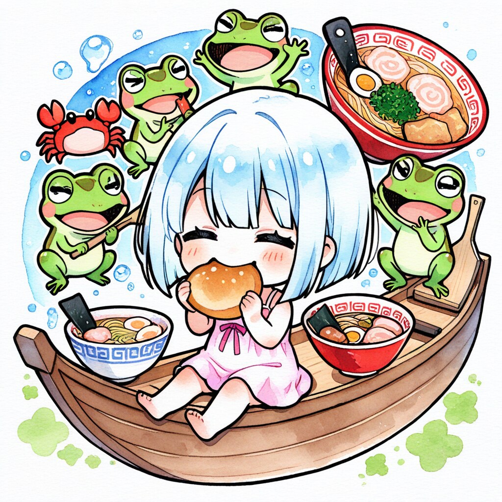 青髪ちゃんと🐸🦀 | の人気AIイラスト・グラビア