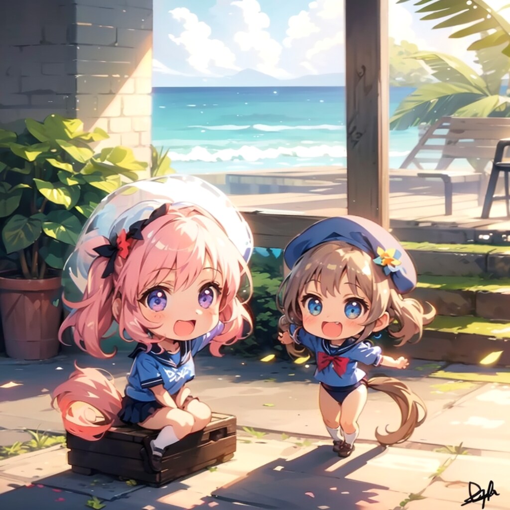海へ来た-！。