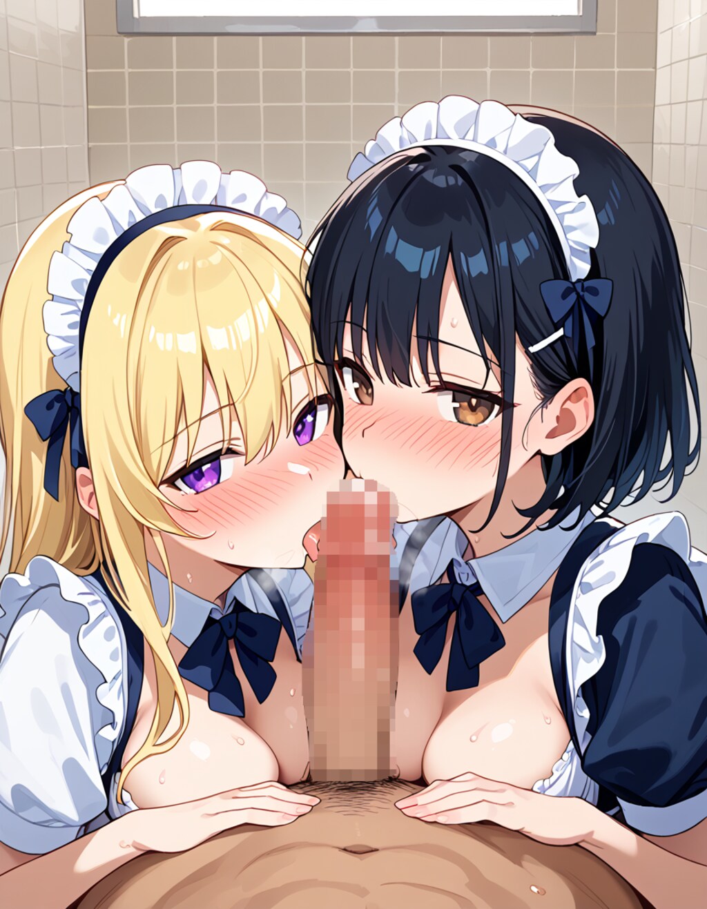 巨乳ちゃんたちのダブルフェラ