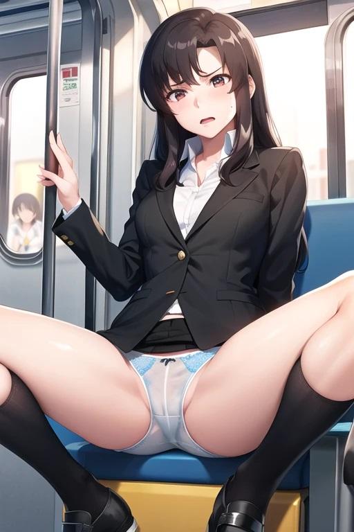 黒髪OL電車内開脚パンチラ画像集