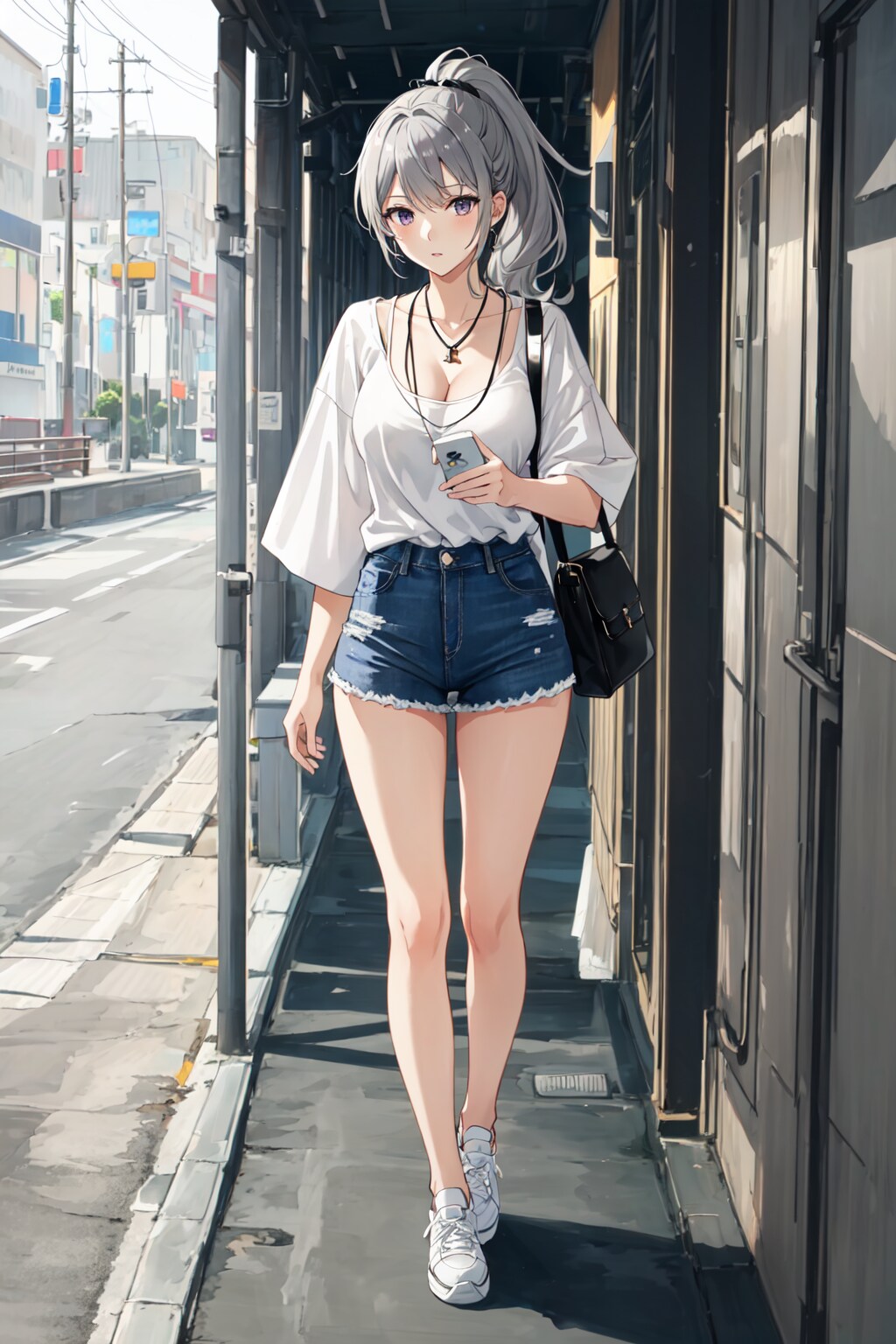 銀髪ポニーテール