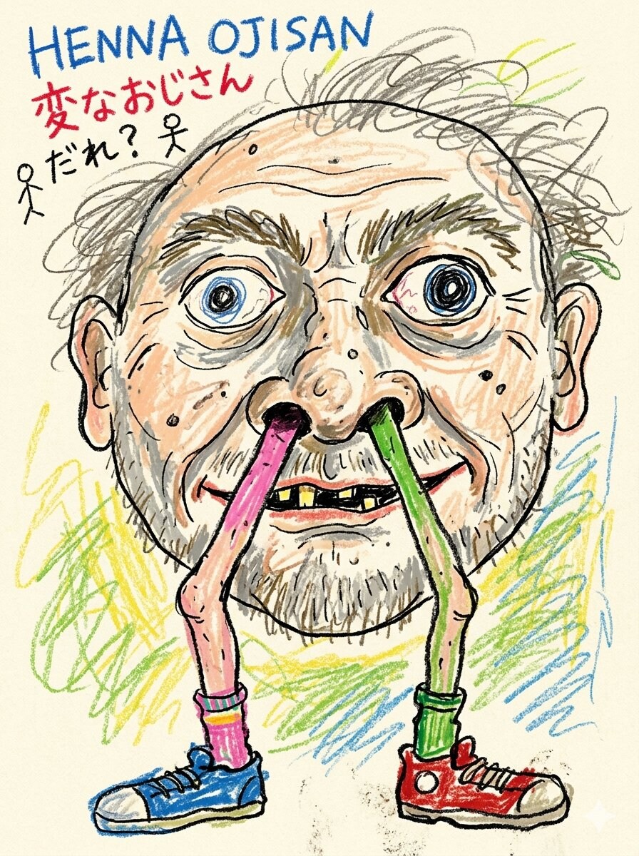 The Strange Uncle Jumps and Flees  Who is this guy? Meet HENNA OJISAN.  Two legs growing right out o | の人気AIイラスト・グラビア
