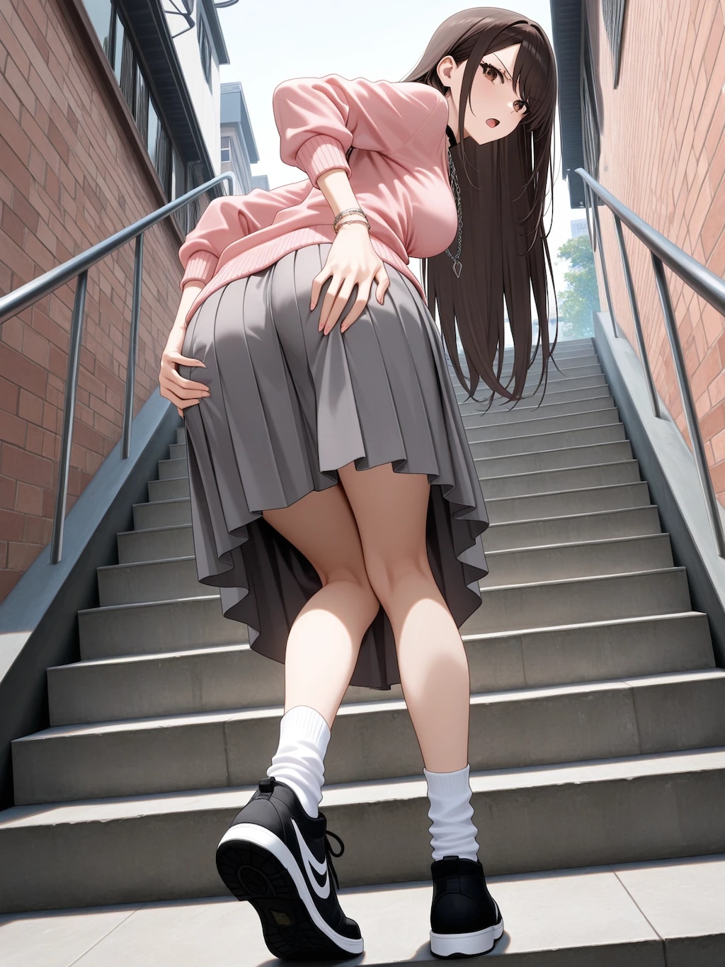 靴ひも直すショット