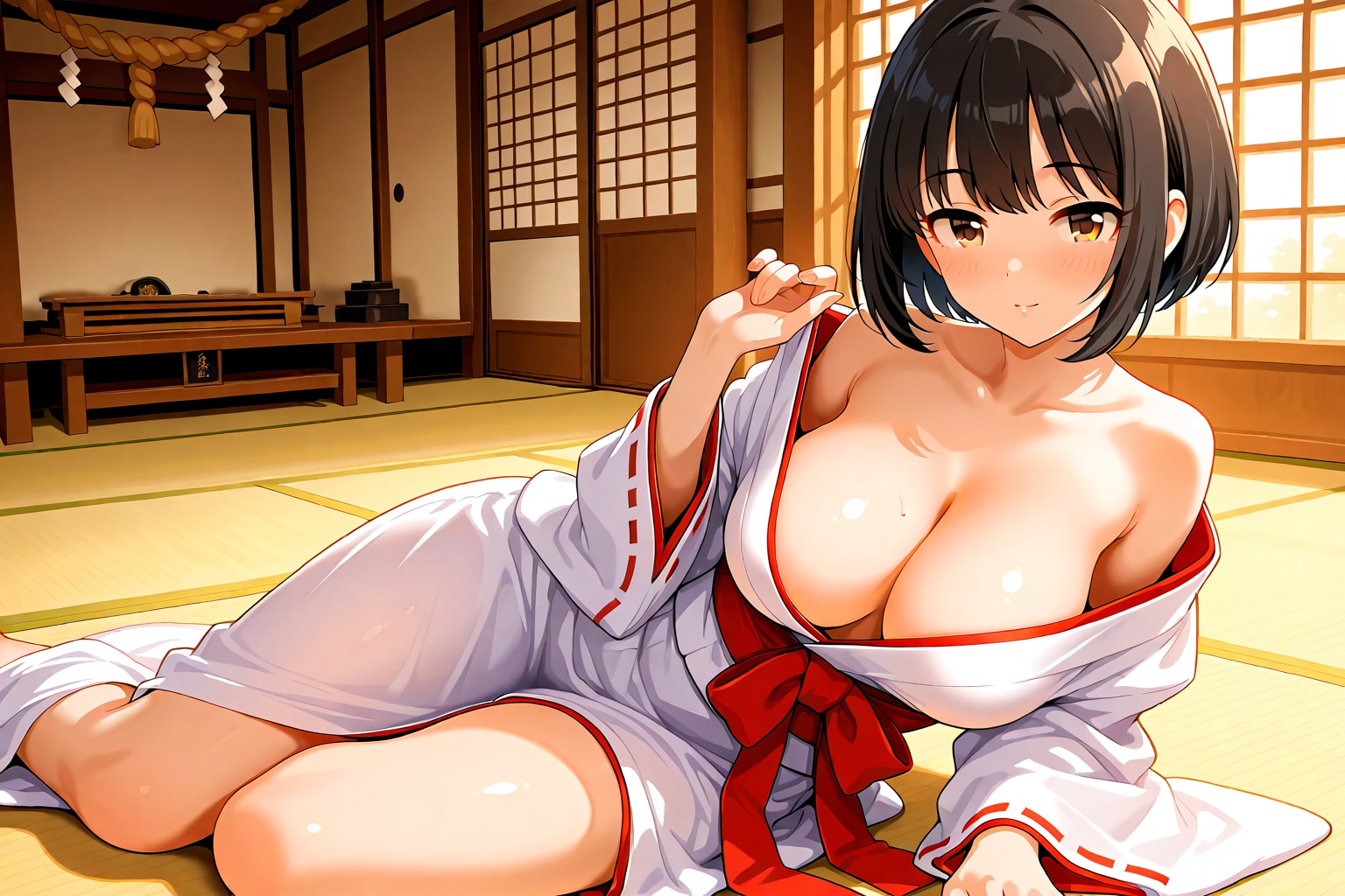 巫女服で迫る茄子さん