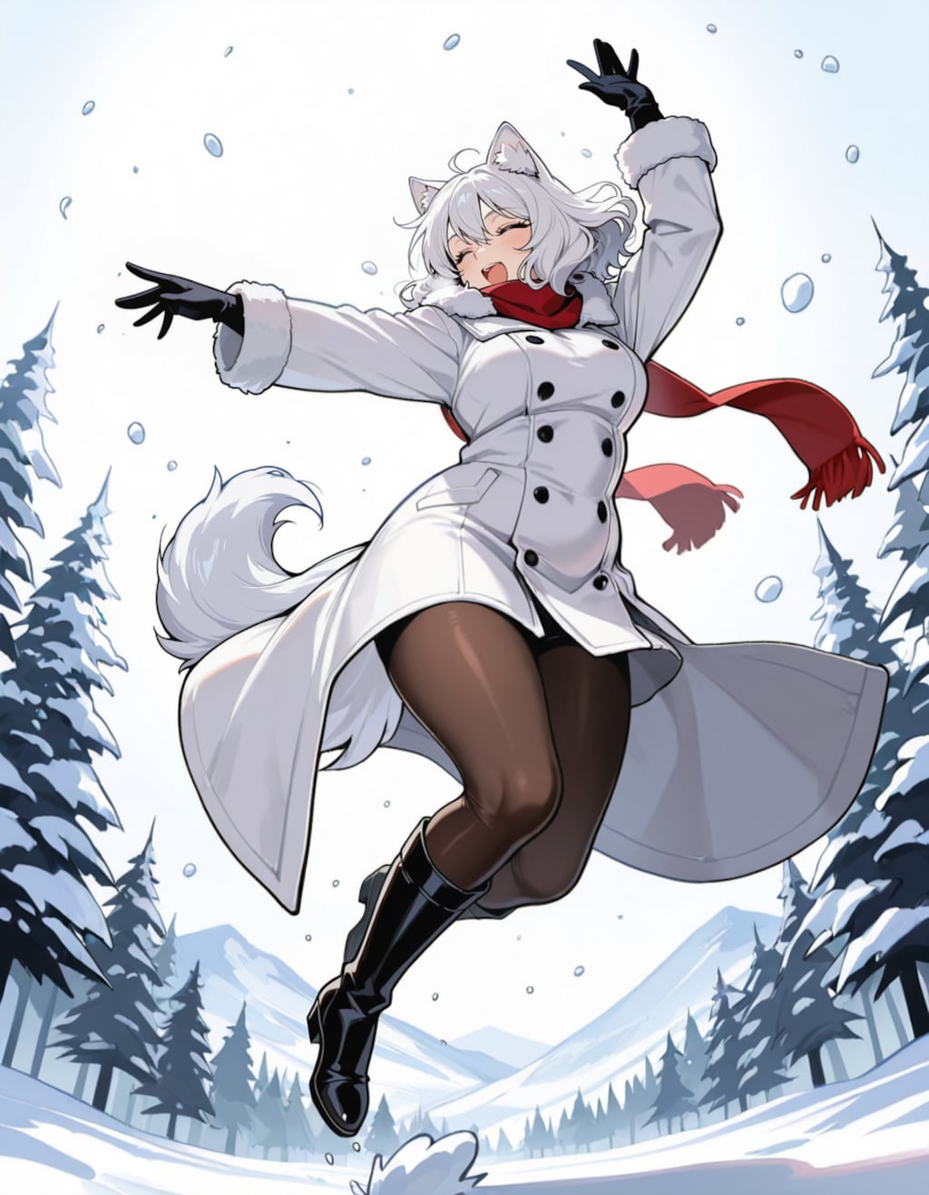 今日のわん娘 #10 「雪にはしゃぐわん娘」