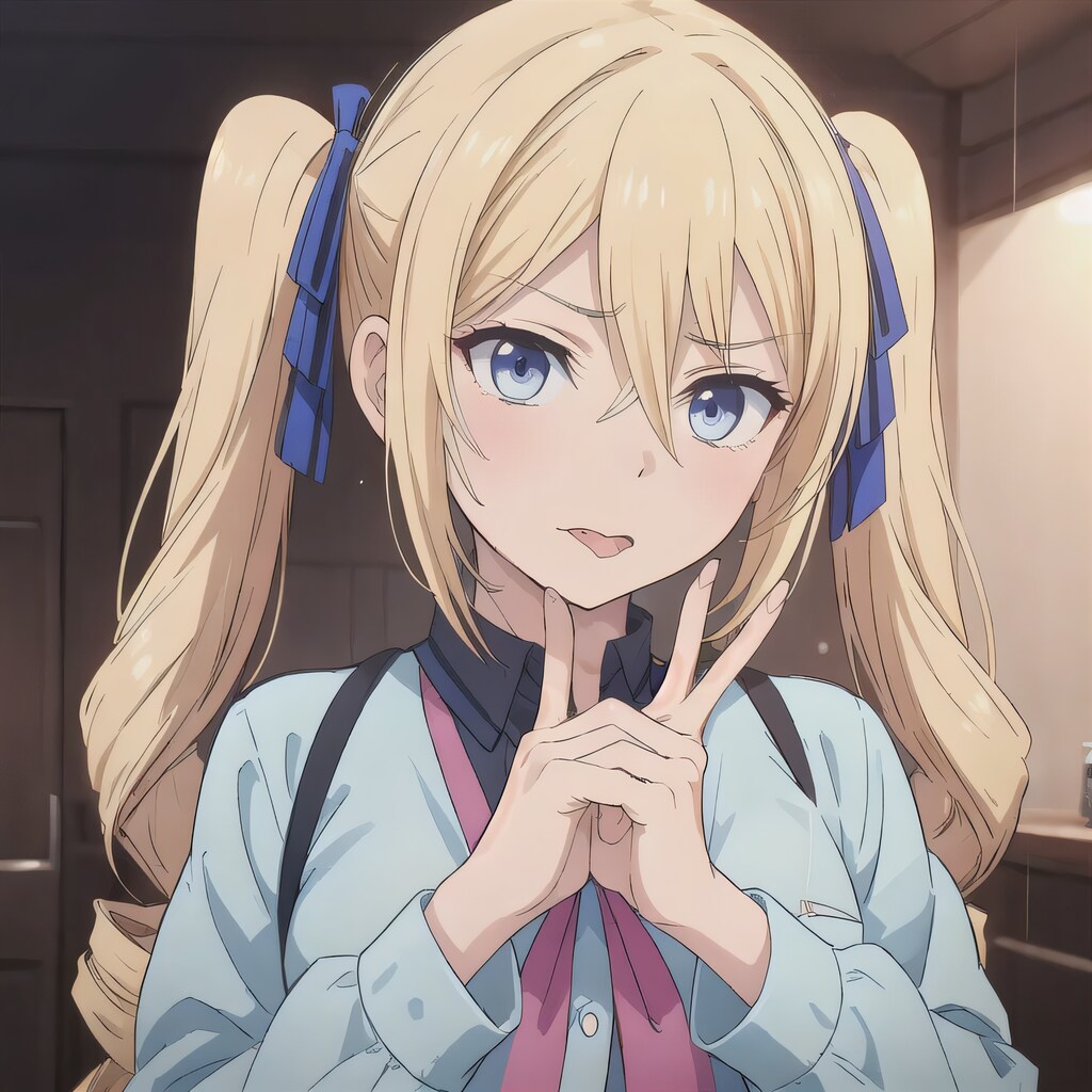 金髪ツインテの舌出し少女