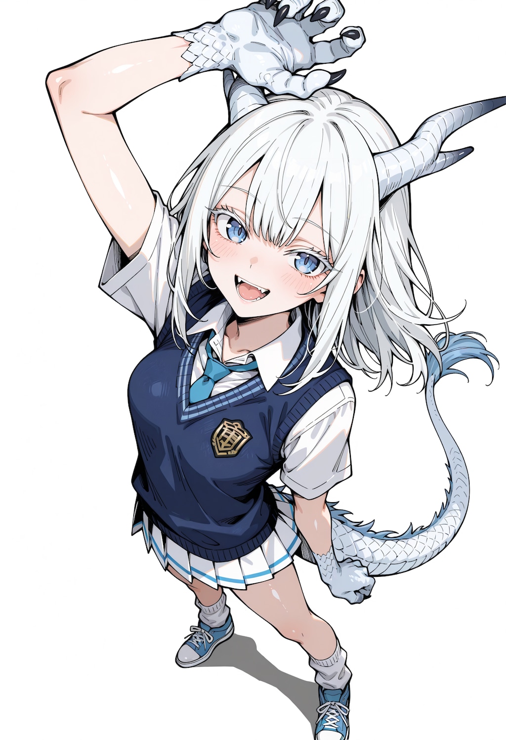 青瞳でホワイトなドラゴン娘